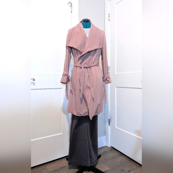 Thread & Supply Womens Jacket Medium Wrap Coat Belted Pink Mauve 100% Cotton - Picture 1 of 8